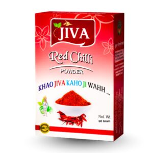 Jiva Foods 100% Pure Red Chilli Powder | 50 gm | Hand-Selected Dry Red Chillies | Natural, Aromatic & Spicy Masala for Indian Cooking