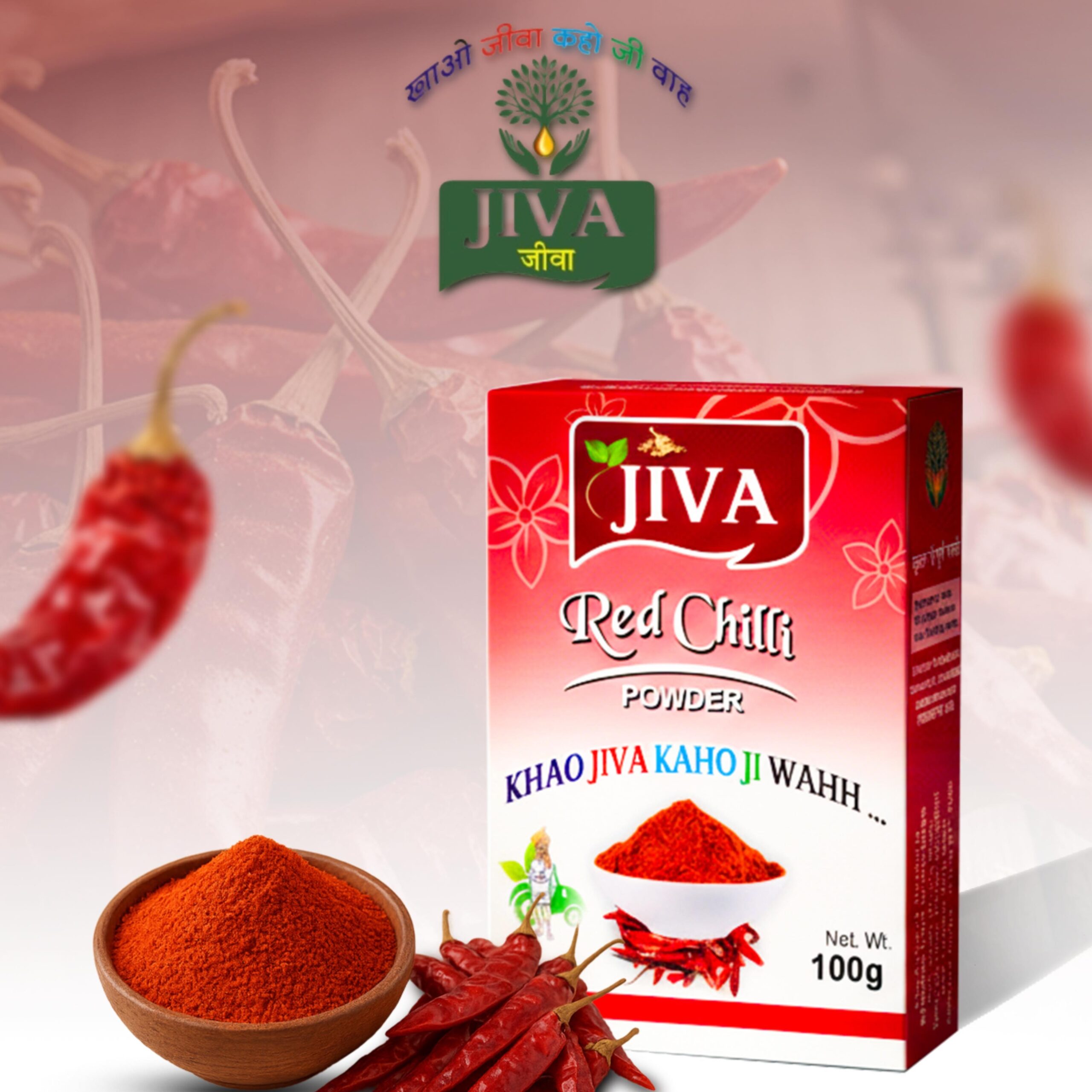 Jiva Foods 100% Pure Red Chilli Powder | 100 gm | Hand-Selected Dry Red Chillies | Natural, Aromatic & Spicy Masala for Indian Cooking - Image 2